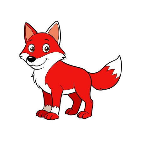 Cartoon fox character illustration with red and white furのイラスト素材