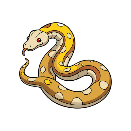 Cartoon style snake with spots slithering and sticking tongueのイラスト素材