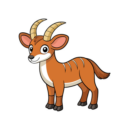 Cartoon Nyala Illustration with Big Eyes and Friendly Smileのイラスト素材