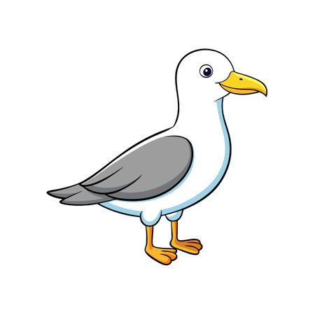 Cartoon seagull illustration isolated on white background profile viewのイラスト素材