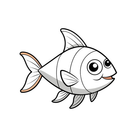 Cartoon fish illustration on white background in flat styleのイラスト素材