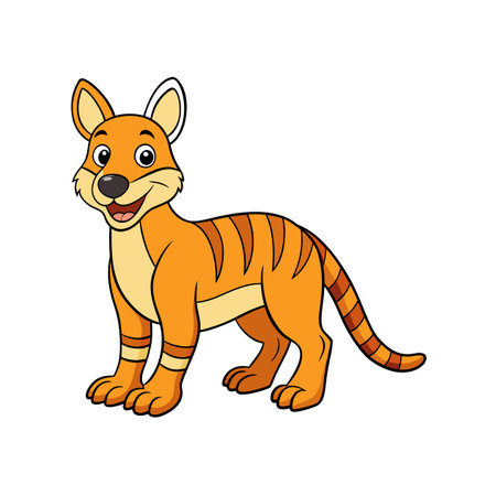 Cartoon Thylacine illustration with smiling expression in vibrant colorsのイラスト素材