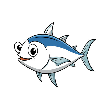 Cartoon tuna fish with smiling expression and simple designのイラスト素材