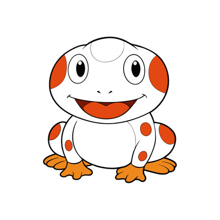 Happy cartoon frog with orange spots vector illustrationのイラスト素材