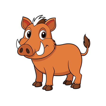 Cheerful cartoon warthog illustration on a clean white backgroundのイラスト素材