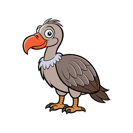 Cartoon vulture standing profile view friendly expression isolated graphicのイラスト素材