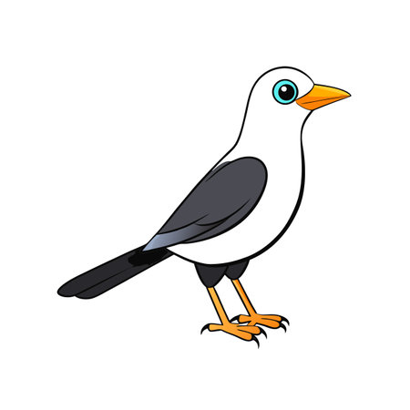 Cartoon blackbird illustration standing isolated on white backgroundのイラスト素材
