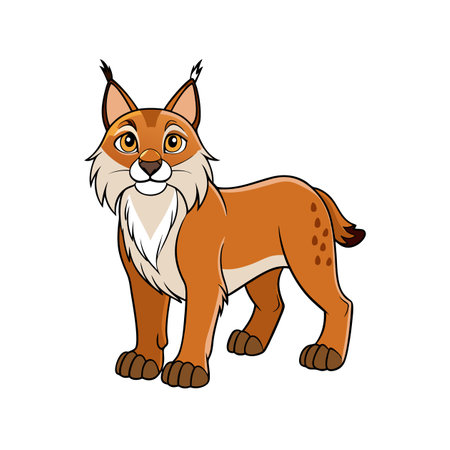 Cartoon lynx illustration with a friendly expression and stanceのイラスト素材