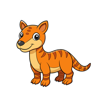 Cute cartoon Tasmanian tiger illustration isolated on white backgroundのイラスト素材