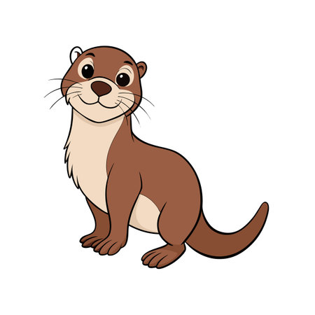 Cartoon otter sitting with a cheerful expression and smileのイラスト素材