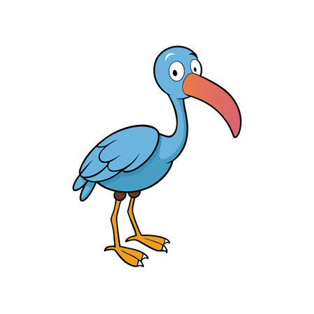 Cartoon Ibis Bird Character Design Illustration Isolated on Whiteのイラスト素材