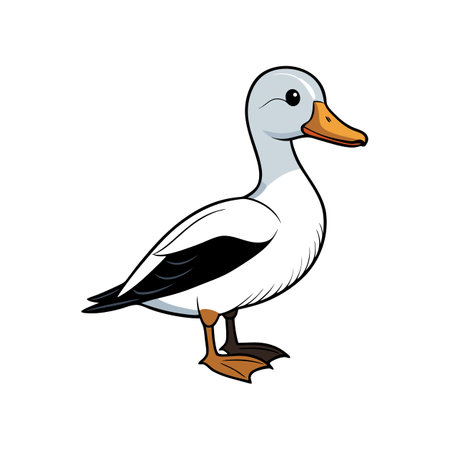 Cartoon duck illustration isolated on white background standing uprightのイラスト素材