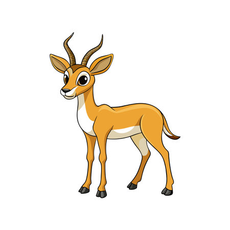 Cartoon illustration of a standing antelope with detailed outlinesのイラスト素材