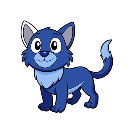 Cute cartoon cat character standing on a white backgroundのイラスト素材