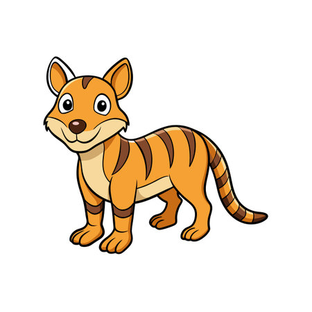 Cartoon tiger standing with smiling expression on white backdropのイラスト素材
