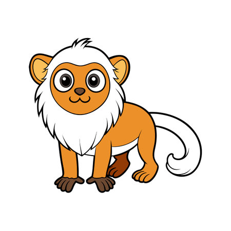 Cute cartoon monkey with white mane standing calmlyのイラスト素材