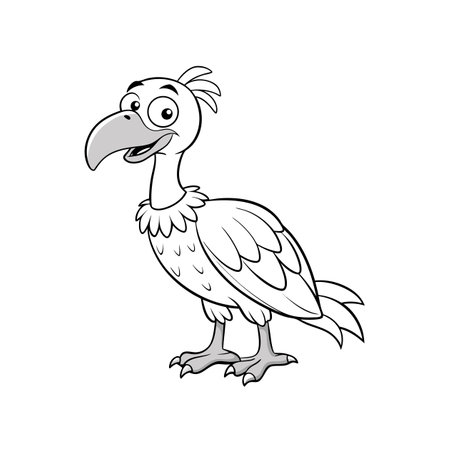 Cartoon vulture character standing upright against a white backgroundのイラスト素材