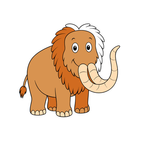 Cute cartoon mammoth character isolated on white background imageのイラスト素材