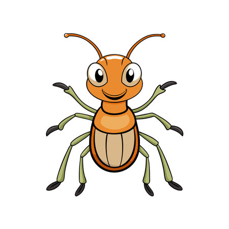 Cartoon Bug Illustration with Smiling Face and Large Eyesのイラスト素材