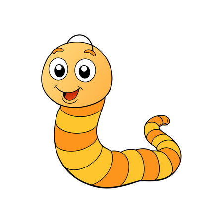 Cute cartoon worm character with happy smile illustrationのイラスト素材