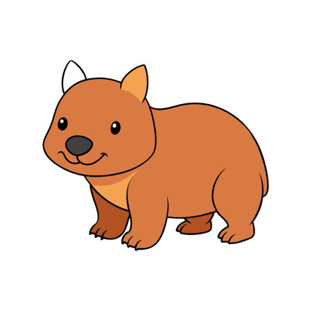 Cartoon wombat illustration, friendly character isolated on white backgroundのイラスト素材
