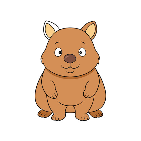 Cartoon wombat standing, cute animal illustration on white backdropのイラスト素材