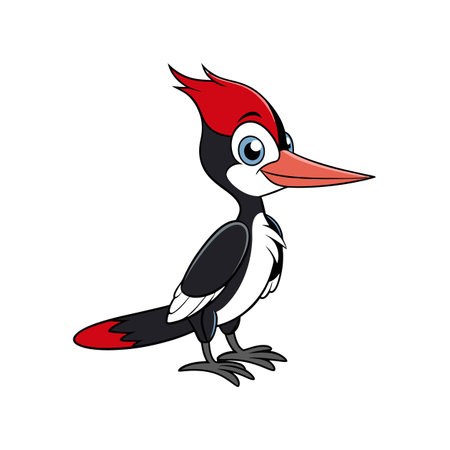 Cartoon woodpecker standing cheerfully, illustration for children's bookのイラスト素材