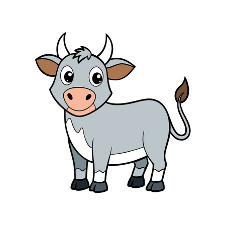 Cartoon cow vector illustration with happy expression standingのイラスト素材