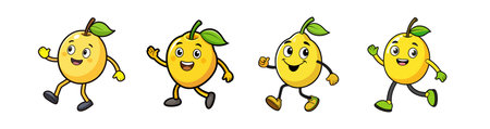 Cheerful Cartoon Lemons: A Collection of Playful Citrus Charactersのイラスト素材