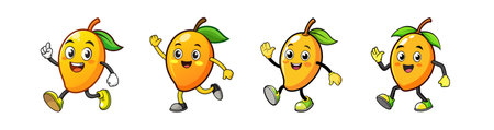 Animated Mango Character Set in Playful Cartoon Styleのイラスト素材