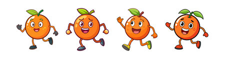 Cheerful Cartoon Oranges Characters Group on White Backgroundのイラスト素材