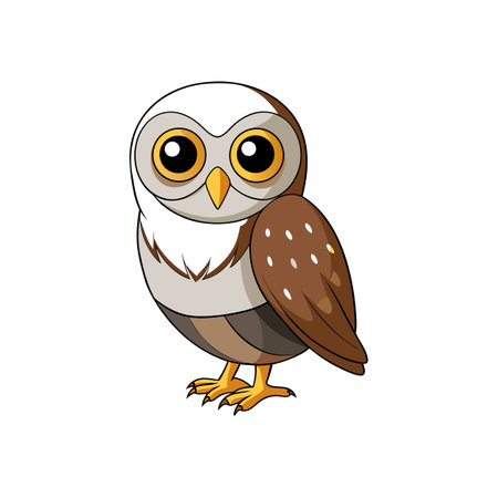 Cartoon style owl with big eyes illustration artworkのイラスト素材