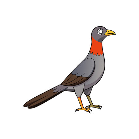 Cartoon Bird Illustration with Orange Neck and Yellow Beakのイラスト素材