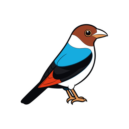 Colorful Cartoon Bird Illustration with Striking Color Contrastのイラスト素材