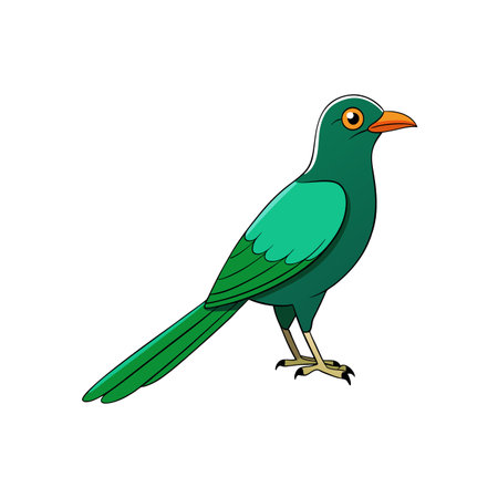 Cartoon Green Bird Standing Isolated on White Background Imageのイラスト素材
