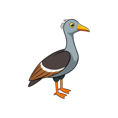Cartoon image of a plump bird with gray plumageのイラスト素材