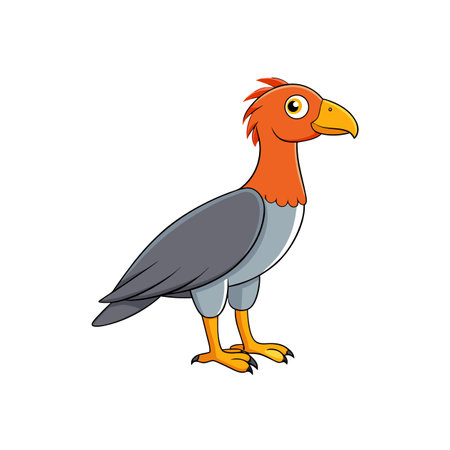 Cartoon illustration of a prehistoric stylized bird with orange plumageのイラスト素材
