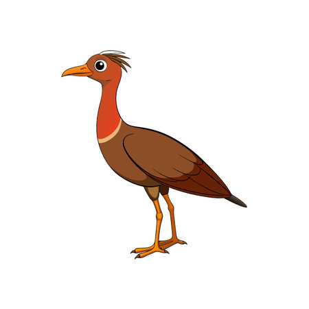 Cartoon brown bird illustration standing isolated on white backgroundのイラスト素材