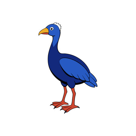Cartoon illustration of a swamphen isolated on white background