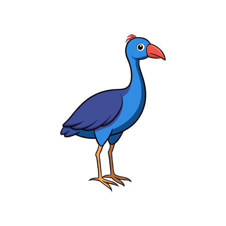 Cartoon Purple Swamphen Illustration Isolated on a White Backgroundのイラスト素材
