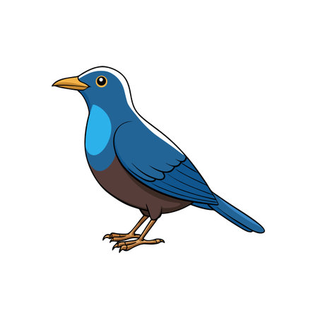 Cartoon illustration of a blue bird with brown accentsのイラスト素材