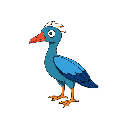 Cartoon illustration of a quirky blue bird with orange beakのイラスト素材