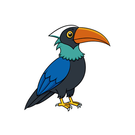 Cartoonish bird illustration with vibrant colors and bold outlinesのイラスト素材