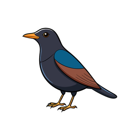 Illustration of a colorful bird standing on its feetのイラスト素材