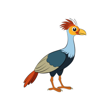 Cartoon Guineafowl Illustration With Colorful Feathers Isolated on Whiteのイラスト素材