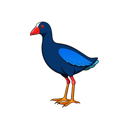 Cartoon Illustration of a Purple Swamphen Bird Standingのイラスト素材