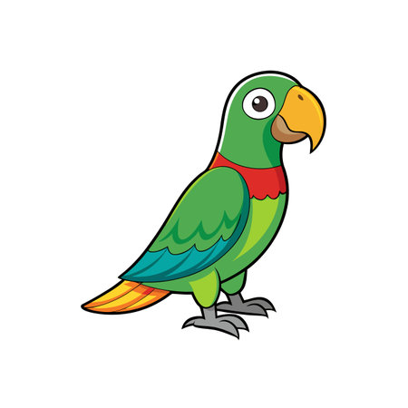Cartoon parrot with vibrant colors and playful design standingのイラスト素材