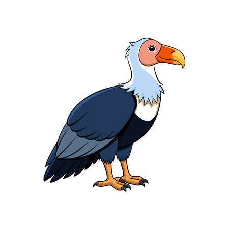 Cartoon vulture illustration with strong outlines on a white backgroundのイラスト素材