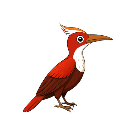 Cartoon illustration of a colorful hoopoe bird standing uprightのイラスト素材