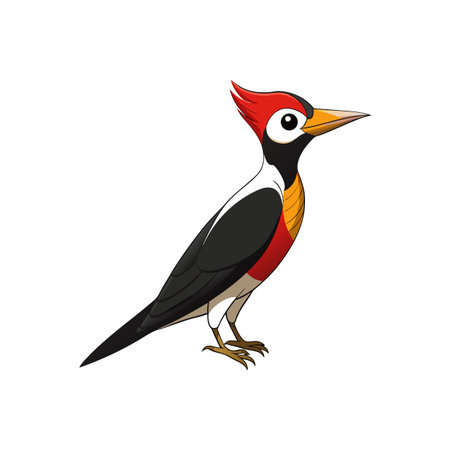Cartoon style colorful woodpecker illustration isolated on white backgroundのイラスト素材